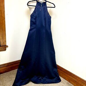 Morilee Sz 7/8 S Women's Navy‎ Sleeveless Evening Gown— Formal, Maxi, Prom Dress